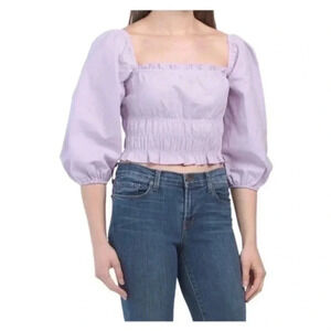 Charlie Holidays Anthropologie bohemian smocked top lilac XS